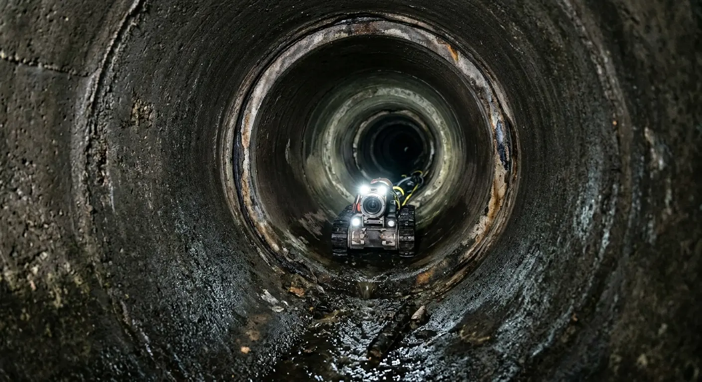 Robotic sewer camera inspecting pipe interior for Sewer Line Repair in Wakefield